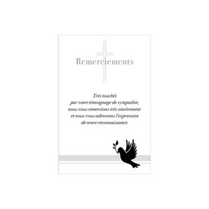 Carte De Voeux - Condoléances - 5 Cartes Remerciements Deuil Colombe