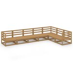 vidaXL Salon de jardin 7 Pièces marron miel bois de pin massif