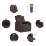 vidaXL Fauteuil inclinable de massage Marron foncé Tissu