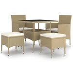 vidaXL Ensemble à manger de jardin 5 Pièces Résine tressée Beige