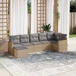 vidaXL Salon de jardin avec coussins 7Pièces mélange beige résine tressée