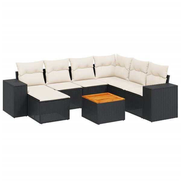 vidaXL Salon de jardin 8 Pièces avec coussins noir résine tressée
