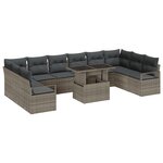 Ensemble de Canapé de Jardin de 11 Pièces avec Coussins en Rattan Synthétique Gris