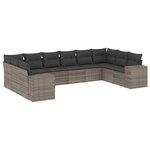 vidaXL Salon de jardin avec coussins 10 Pièces gris résine tressée