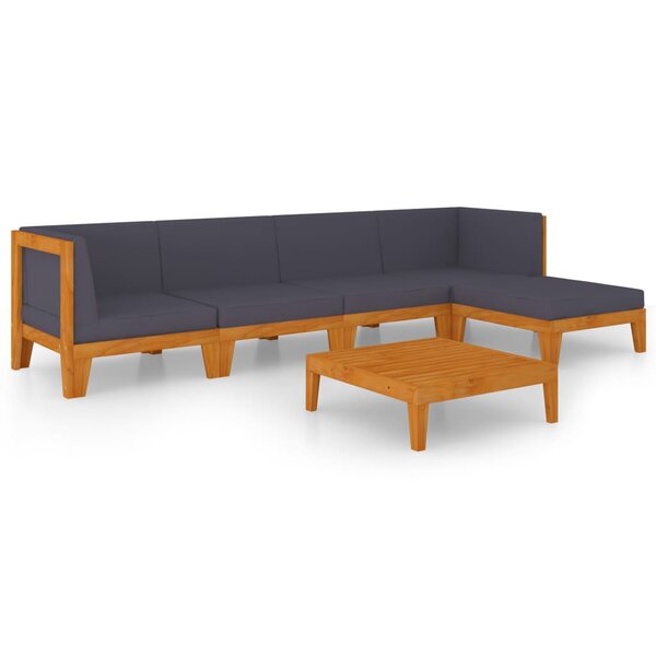 vidaXL Salon de jardin 6 Pièces avec coussins Bois d'acacia solide