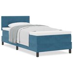 lit boxspring vidaXL avec matelas bleu foncé simple en velours