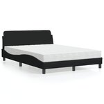 vidaXL Lit avec matelas noir 120x200 cm tissu