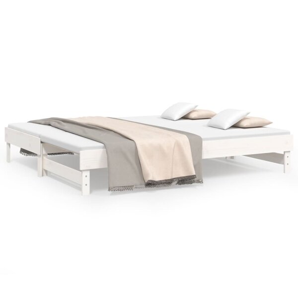 vidaXL Lit coulissant Blanc 2x(100x200) cm Bois de pin massif