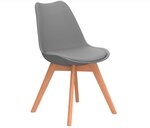 Lot de 6 chaises de salle à manger scandinaves assise rembourré pieds en bois hêtre rétro chaise pour salon chambre cuisine bureau gris 01_0000140