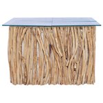 vidaXL Table basse avec dessus en verre 66x66x40cm Bois de teck massif