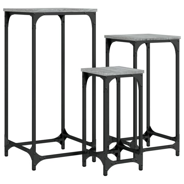 vidaXL Tables d’appoint gigognes 3 Pièces sonoma gris bois d'ingénierie