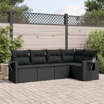 vidaXL Salon de jardin 5 Pièces avec coussins noir résine tressée