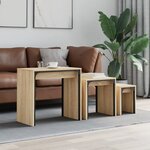 vidaXL Tables basses gigognes 3 Pièces chêne sonoma bois d'ingénierie