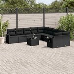 vidaXL Salon de jardin 11 Pièces avec coussins noir résine tressée