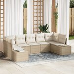 vidaXL Ensemble de canapé de jardin de 7 pièces avec coussins en poly rattan beige