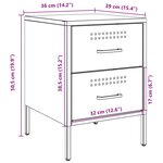 vidaXL Tables de chevet 2 Pièces noir 36x39x50 5 cm acier