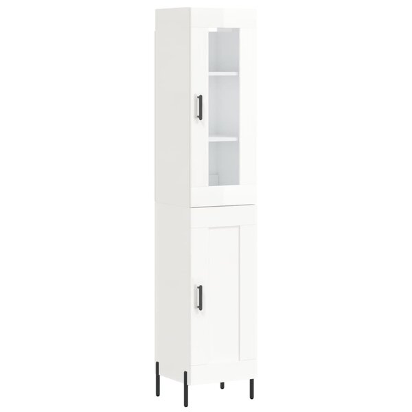 vidaXL Buffet haut Blanc brillant 34 5x34x180 cm Bois d'ingénierie