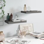 vidaXL Étagère murale flottante 2 Pièces Gris brillant 40x23x3 8 cm MDF