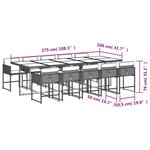 vidaXL Ensemble à manger de jardin et coussins 11 Pièces mélange beige