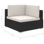 vidaXL Salon de jardin 12 Pièces avec coussins résine tressée noir