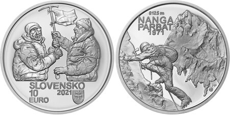 Pièce de monnaie 10 euro Slovaquie 2021 argent BE – Nanga Parbat