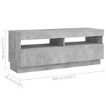 vidaXL Meuble TV avec lumières LED gris béton 100x35x40 cm
