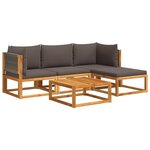 vidaXL Salon de jardin avec coussins 5 Pièces Bois d'acacia solide