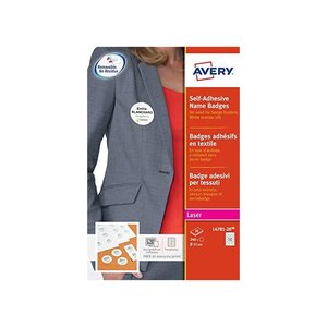 J4785-15 - 150 badges adhésifs en polyester soyeux Jet d'encre Blanc 80 x 50 mm AVERY