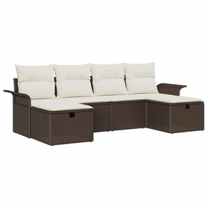 vidaXL Ensemble de canapé de jardin 6 Pièces Marron Poly rotin