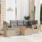 vidaXL Salon de jardin avec coussins 6Pièces mélange beige résine tressée