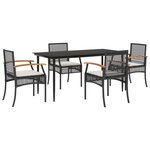 vidaXL Ensemble à manger de jardin coussins 5Pièces Noir Résine tressée