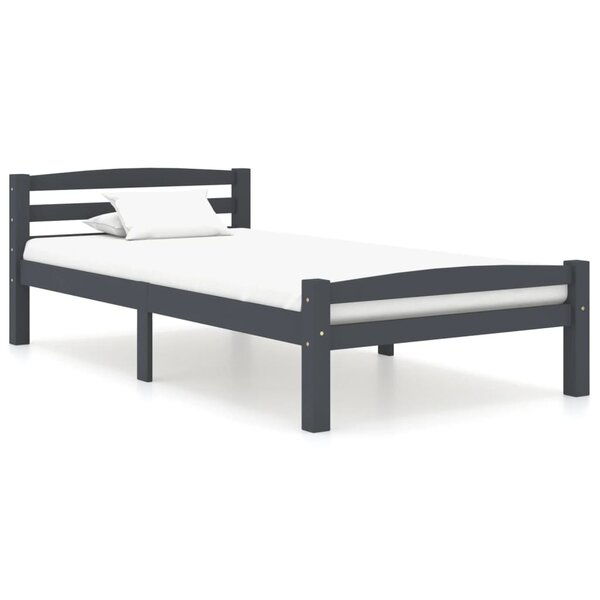 vidaXL Cadre de lit Gris foncé Bois de pin massif 100x200 cm