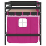 vidaXL Lit mezzanine enfants et rideaux rose 90x190cm bois pin massif