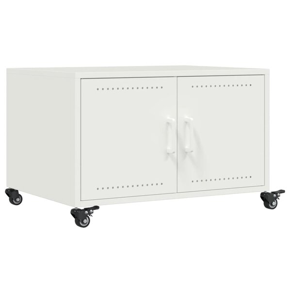 vidaXL Table basse blanc 68x50x43 5 cm acier laminé à froid