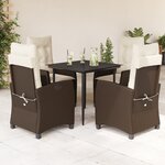 vidaXL Ensemble à manger de jardin 5 Pièces et coussins marron poly rotin