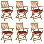 vidaXL Chaises pliables de jardin 6 Pièces avec coussins Bois d'acacia