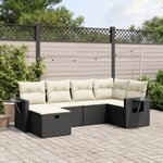 vidaXL Salon de jardin 6 Pièces avec coussins noir résine tressée