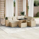 vidaXL Salon de jardin avec coussins 8 Pièces beige résine tressée