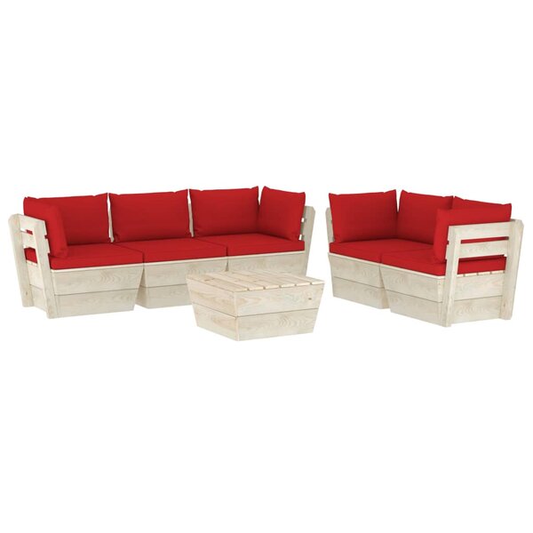 vidaXL Salon de jardin palette 6 Pièces avec coussins bois d'épicéa