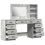 Ensemble coiffeuse 3 pièces avec LED en bois gris béton