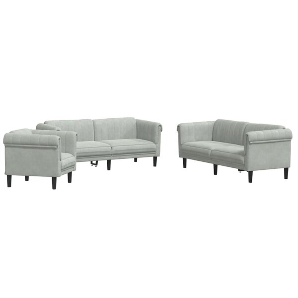 vidaXL Ensemble de canapés 3 Pièces gris clair velours