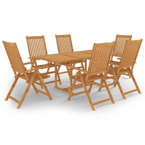 vidaXL Ensemble à manger de jardin 7 Pièces Bois de teck massif