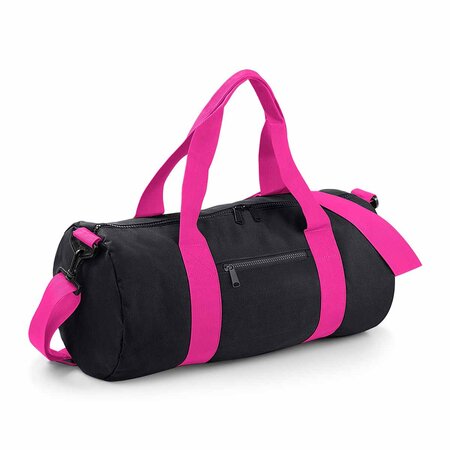 Sac de voyage toile - 20 L - Varsity Barrel Bag - BG140 - noir et fuschia