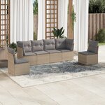 vidaXL Salon de jardin avec coussins 6 Pièces beige résine tressée