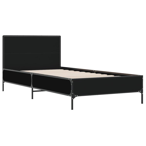 vidaXL Cadre de lit noir 100x200 cm bois d'ingénierie et métal