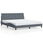 vidaXL Cadre de lit avec tête de lit Gris foncé 180x200 cm Velours