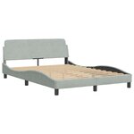 vidaXL Cadre de lit avec tête de lit Gris clair 140x190 cm Velours