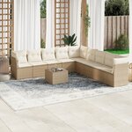 vidaXL Salon de jardin avec coussins 10 Pièces beige résine tressée