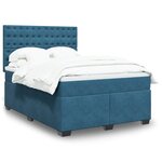vidaXL Sommier à lattes de lit et matelas bleu 160x200 cm velours