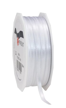 Satin double face 50-m-rouleau 6 mm blanc